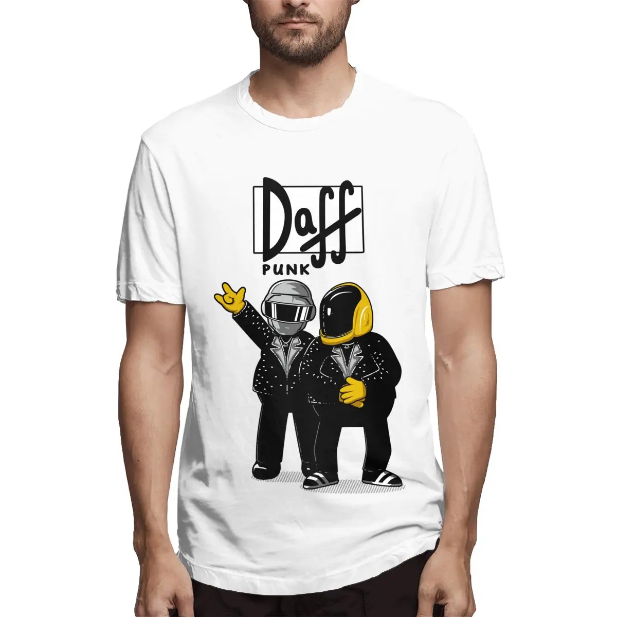 Забавные printDaff панк Daft Панк футболка размера плюс с О-образным вырезом хлопок