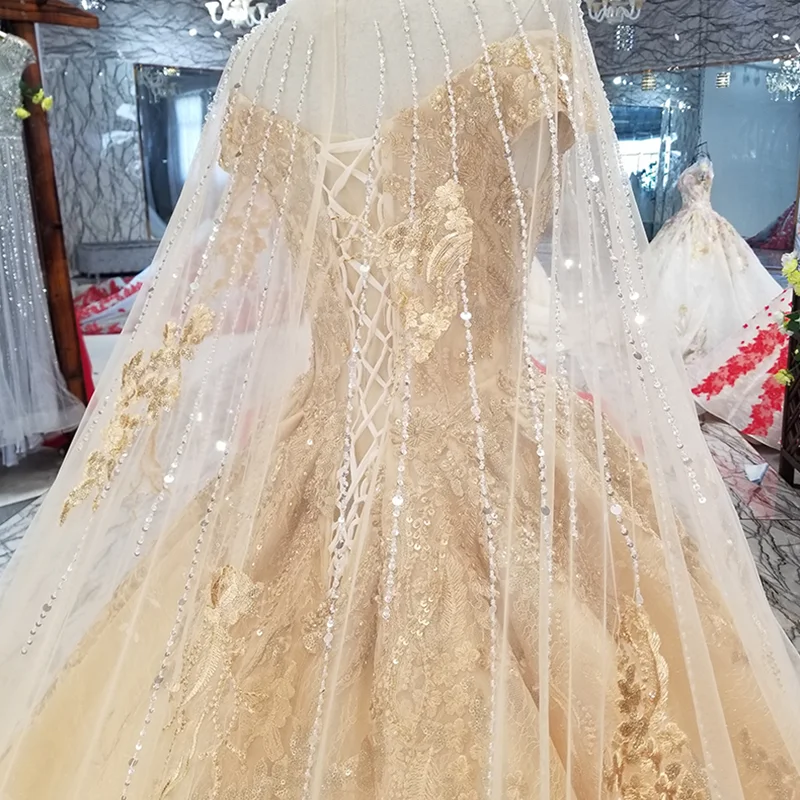 LS21447 платье люксЗолотой sexy с открытыми плечами нарядное 2018 длинными veil v образным