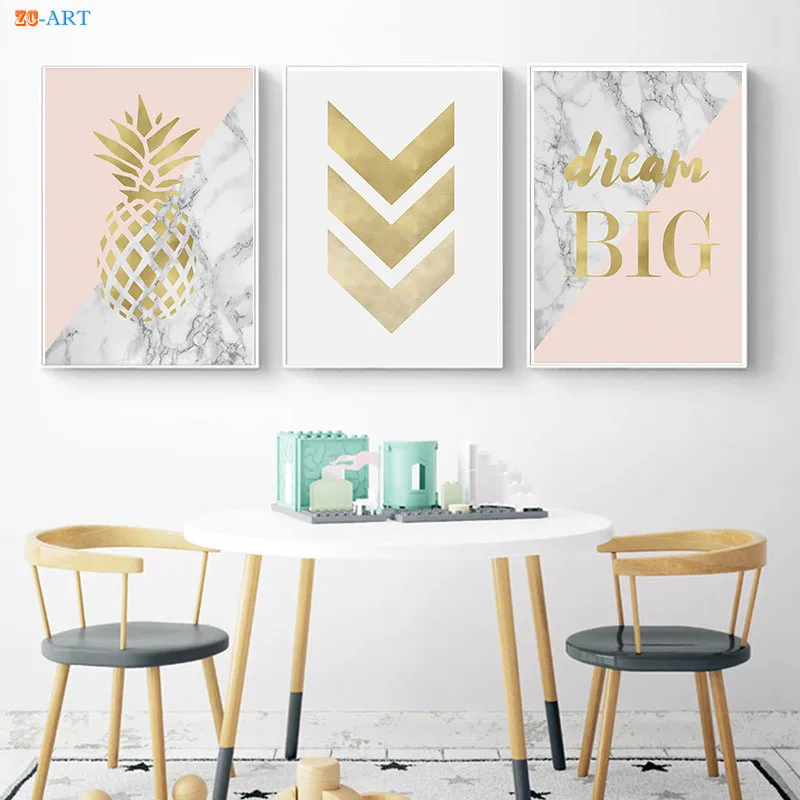 Современные скандинавские мраморные постеры и принты ананасов Геометрическая