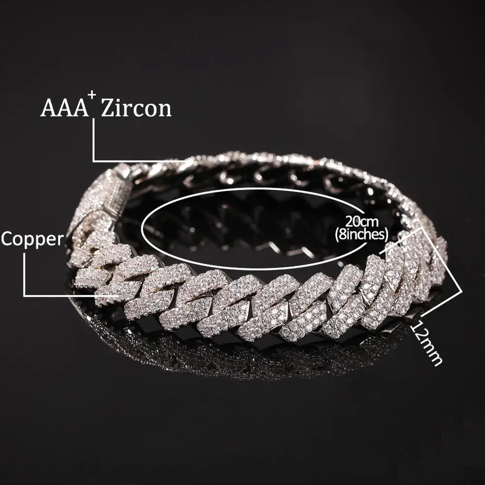 

Wholesale 12mm prong cuban link chain iced out hiphop cuban link chain for men