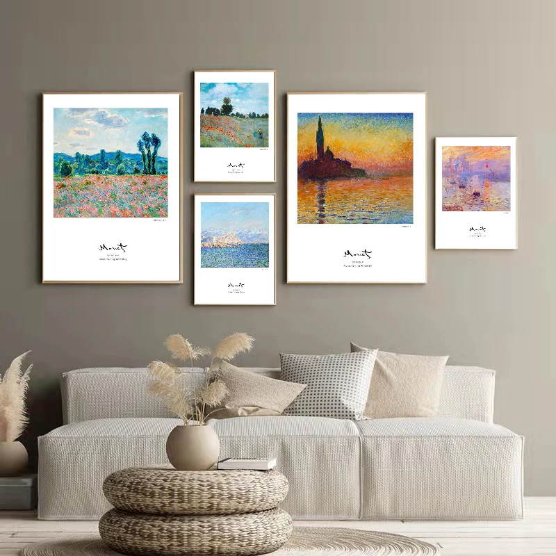 

Скандинавский впечатление восхода солнца от Monet искусство импрессионистское холст фотообои домашний декор