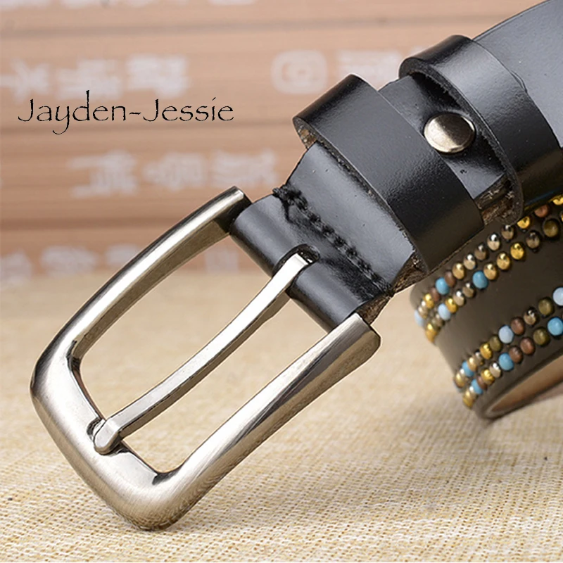 Новый цветной кожаный женский ремень ручной работы с цветными заклепками модный