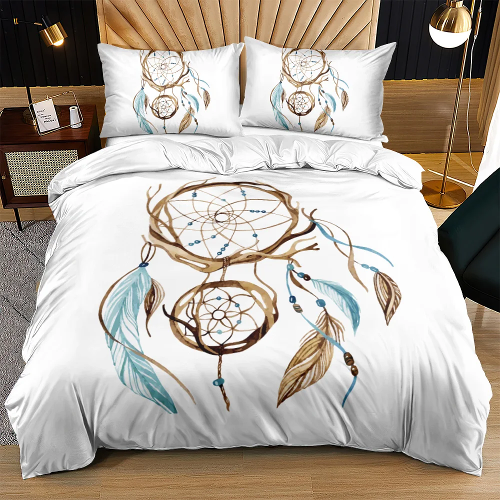 

3D White Bedclothes Pillow Shames Sets Comforter Covers Set Bed Linens King Queen Full Twin Size Bohemian Custom Design Beddings