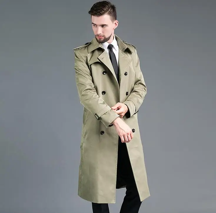 

Double-breasted Mens trench coats man long coat autumn spring men clothes slim fit overcoat long sleeve 2020 new designer