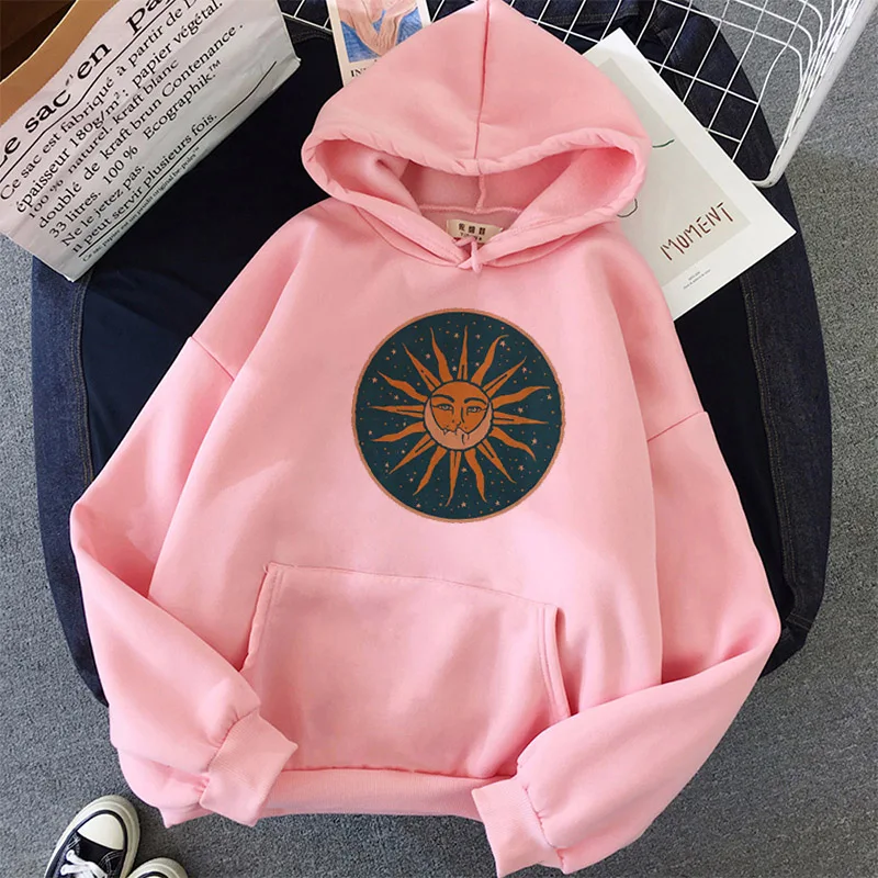 

Sun And Moon Hoodie Vintage Women Hooded Sweatshirt Winter Harajuku Oversize Ladies Gothic Loose Sweatshirt Streetwear Hoodies