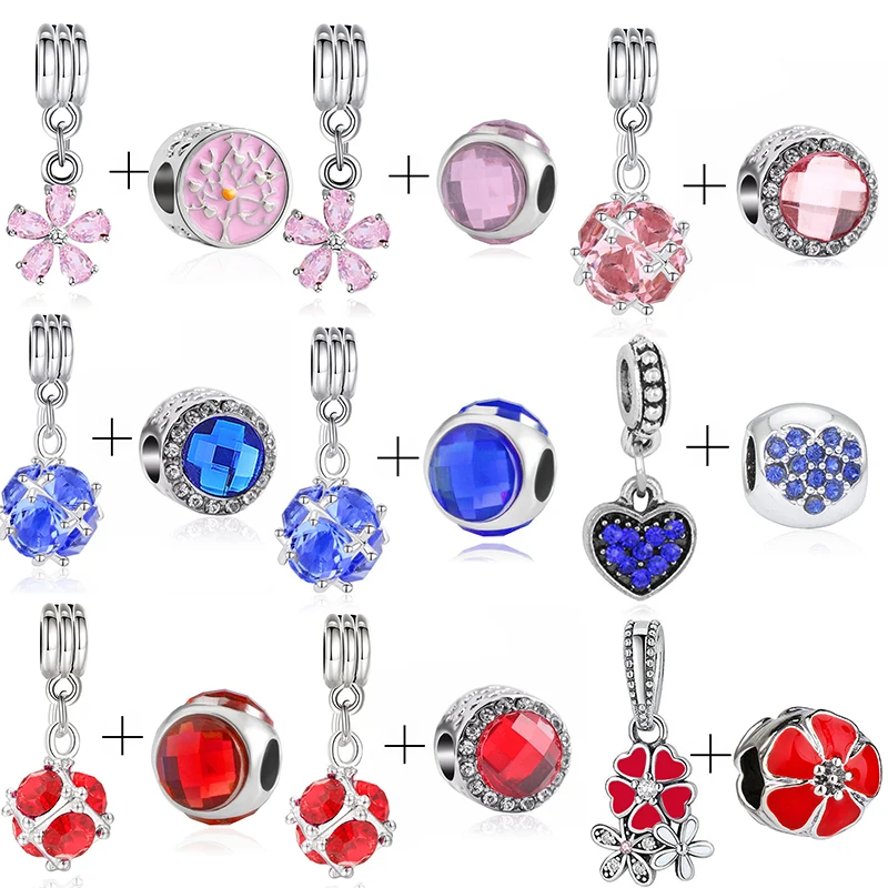 2 шт./Лот Серебряный Цвет Подвеска бусины подходят для брендового браслета