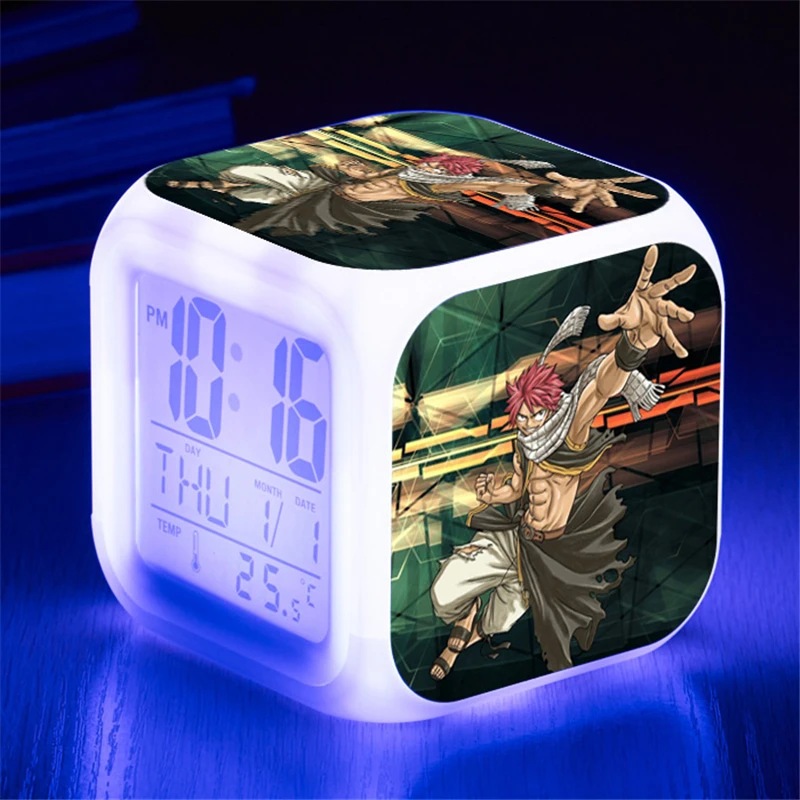 Аниме Сказочный хвост Natsu Dragneel будильник Lucy Heartfilia Erza Scarlet Gray Fullbuster светодиодный