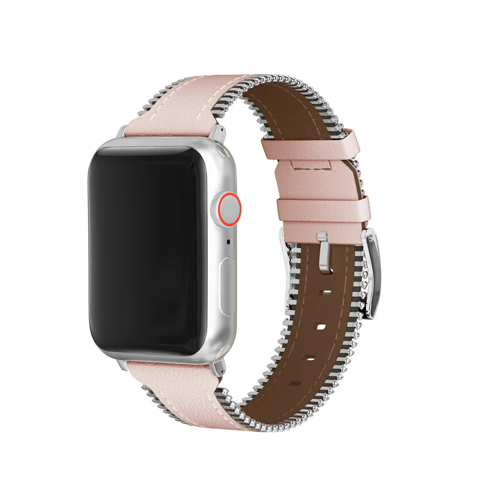 40 мм 44 мм кожаный ремешок для Apple Watch Band 4 38 мм 42 мм браслет ремень для iWatch 3 2 1 Боковая цепь дизайн