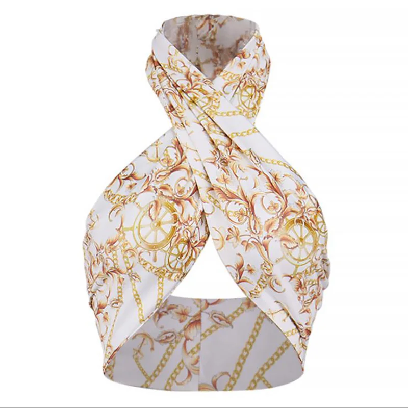 

Women's Short Vest Lace-Up Top Summer Fashion Print Street Slim Corset Hollow Straps Sexy Halter Umbilical Tube Tops Club Wear