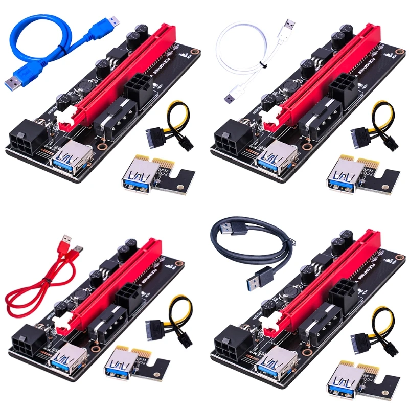

PCI-E PCIE Riser 009 Express 1X 4x 8x 16x расширитель USB Riser 009S GPU Dual 6Pin адаптер карты SATA 15pin для BTC Mi Прямая доставка