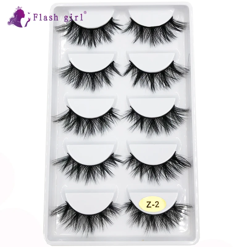 

Flash girl Z-2 5pairs 100% Real Fake Mink Eyelashes Natural False Eyelashes Mink Lashes Soft Eyelash Extension Makeup Kit Cilios