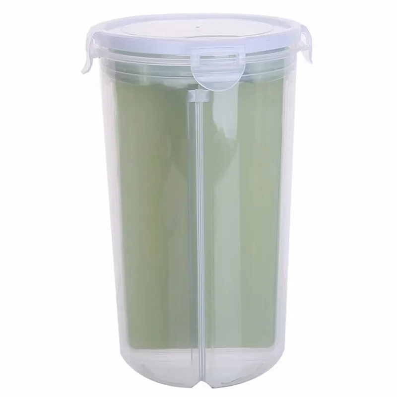 large green FUNIQUE рис бобы Stoarge Jar с крышкой уплотнения 4 решетки Холодильник контейнер для хранения пластиковый кухонный ящик для хранения - Цвет: large green