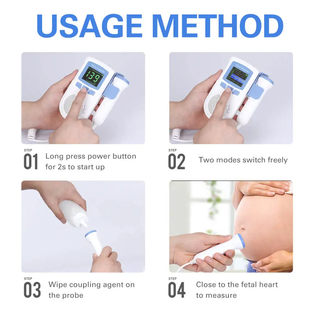 

OLIECO 2.5 MHz Fetal Doppler No Radiation Ultrasound Pregnant Home Baby Heart Monitor Pocket Baby Heartbeat Detector Low Noise