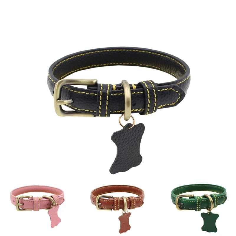 

Adjustable Pet Leather Basic Collar Puppy Medium Dog Walking Neck Strap Harnesses With Leash Ring Pet Dog Puppy Product