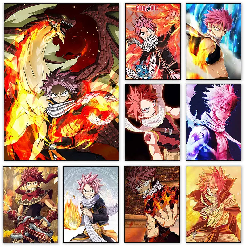 

Natsu Dragneel FAIRY TAIL Anime Poster Manga Canvas Painting Living Room Teenager Home Creativity Decoration HD Wall Art Picture