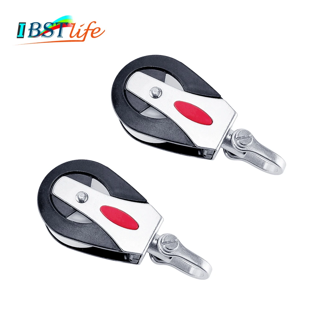 

2X 1500Lbs Load Sheave Block Head Single Pulley Swivel Shackle Sailboat Plain Bearing Block Rope Runner Boat Accessories