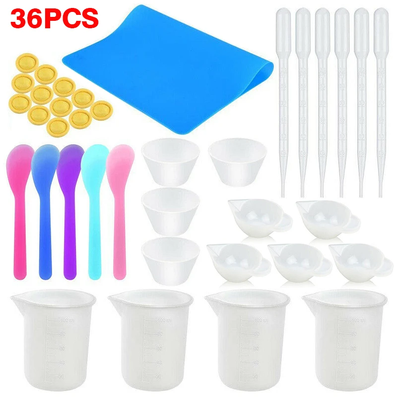 36pcs Silicone Resin Casting Tools Measuring Mixing Cup Disp