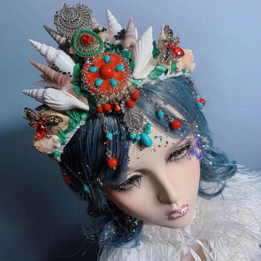 Головной убор Русалка ореол жемчужная оболочка Корона гребешок раковина