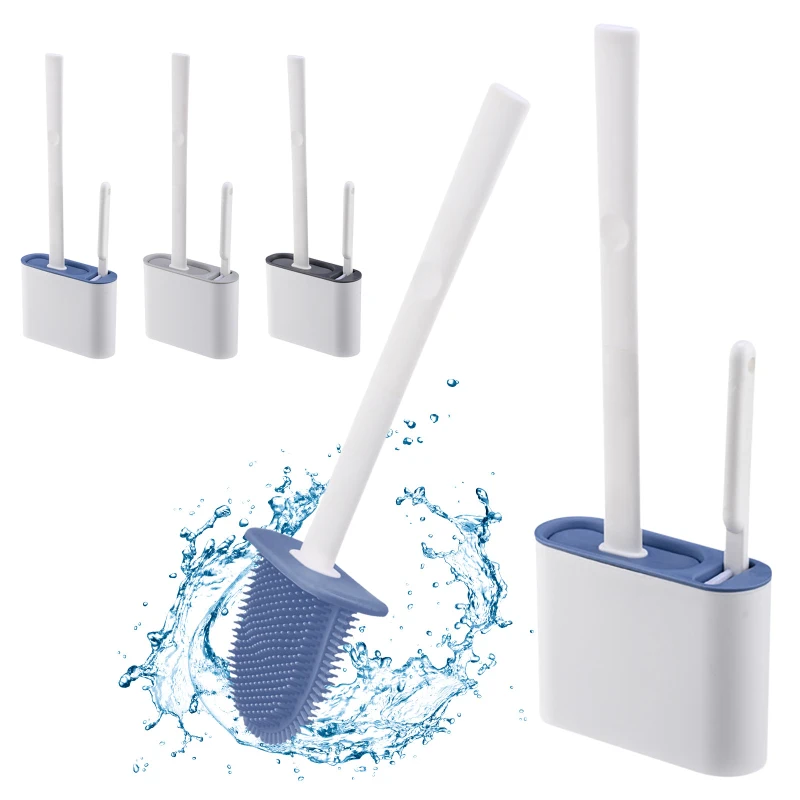 

The New Wall-mounted Silicone Wc Toilet Brush Flat Head Soft Brush Quick Draining Clean Tool Bathroom Gap Cleaning Accessories