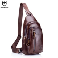 bullcaptain mens genuine leather casual crossbody bags leather chest bag for men fashion excursion bags can hold 7 9 inch ipai