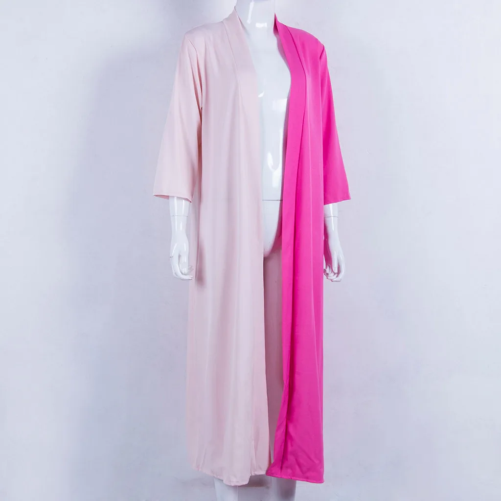 

Coat Women Jacket Fashion Spliced Loose Long Cardigan Draped Kimono Shawl Top Blouse Sun Clothes