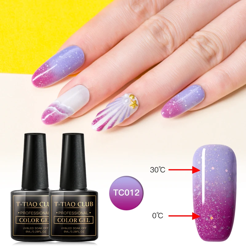 T TIAO CLUB термальный мерцающий гель для ногтей блеск 3 цвета Температура Изменение