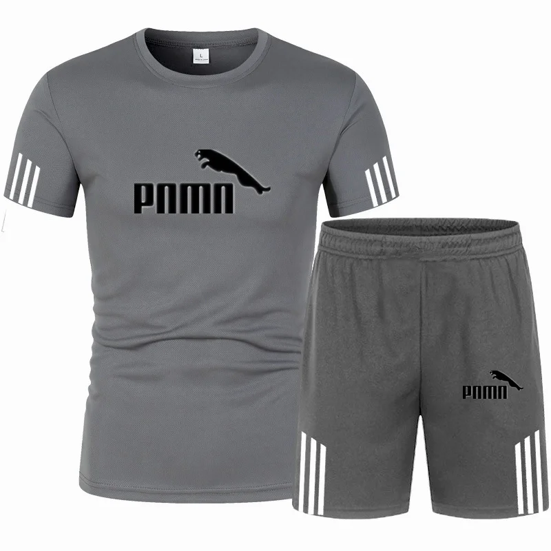 

New Men's T-Shirt Suit Fashion Hip-hop Street Print T-Shirt + Sports Shorts Men's Casual Sportswear Men's Suit Two-Piece Suit