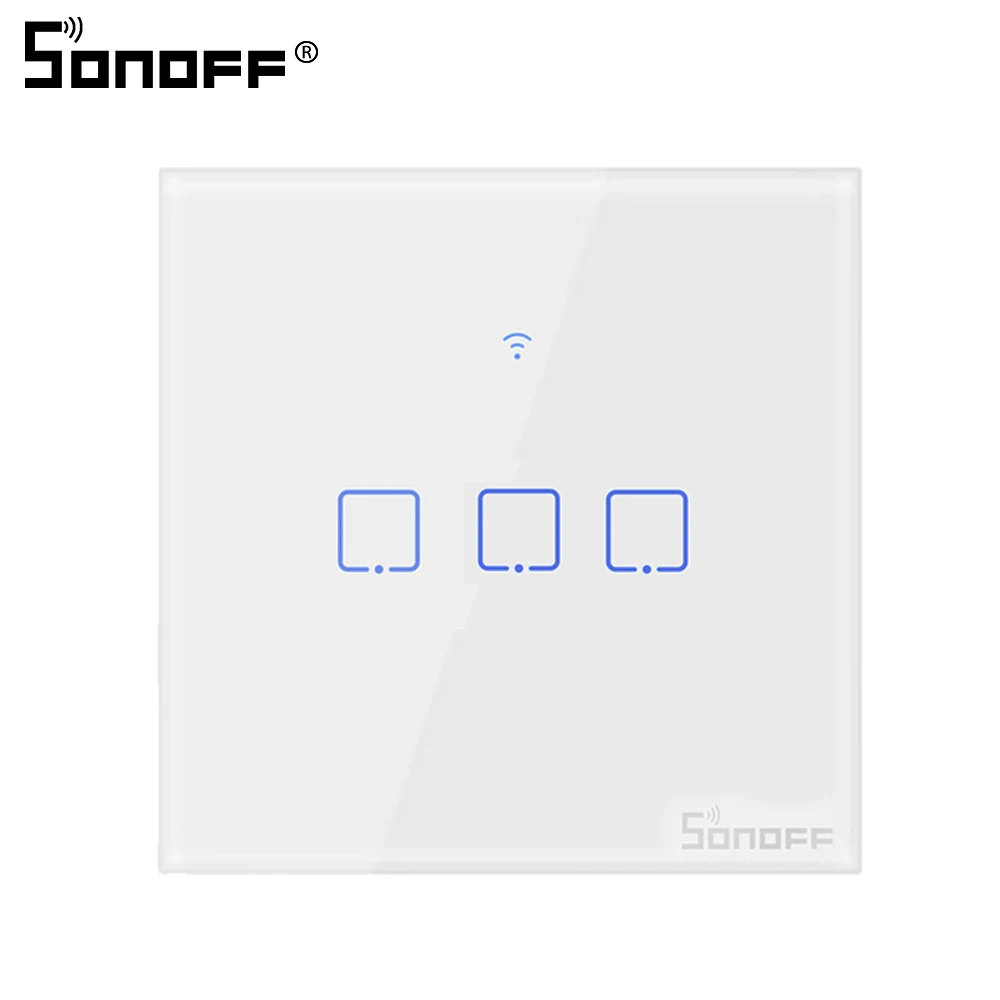 SONOFF T0 EU 3C SONOFF Wifi умный настенный выключатель ЕС стеклянная панель сенсорный светильник Led 1 комплект беспроводной пульт дистанционного управления реле таймер розетка Google Home - Комплект: SONOFF T0 EU 3C