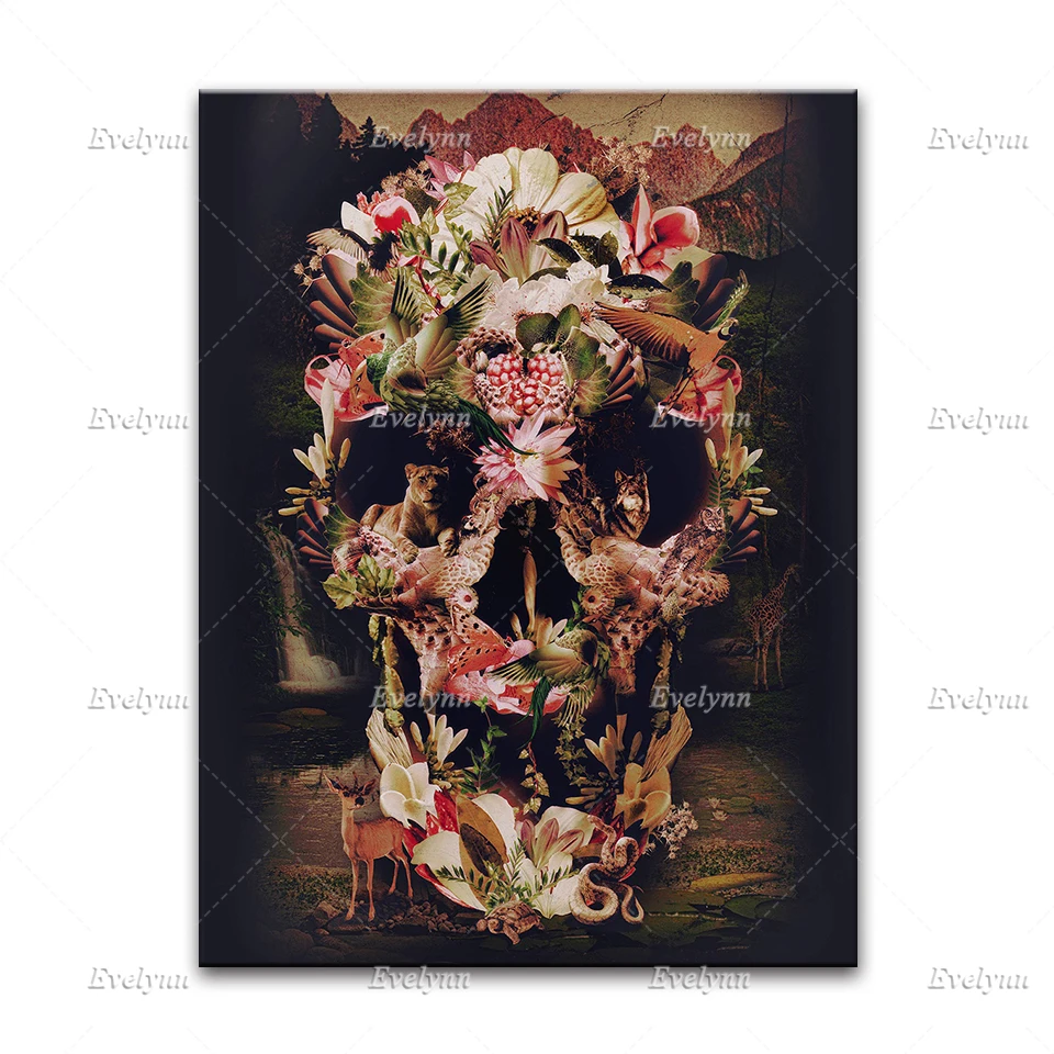 Сахар искусство в виде черепа на стену холст для украшения гостиной живопись