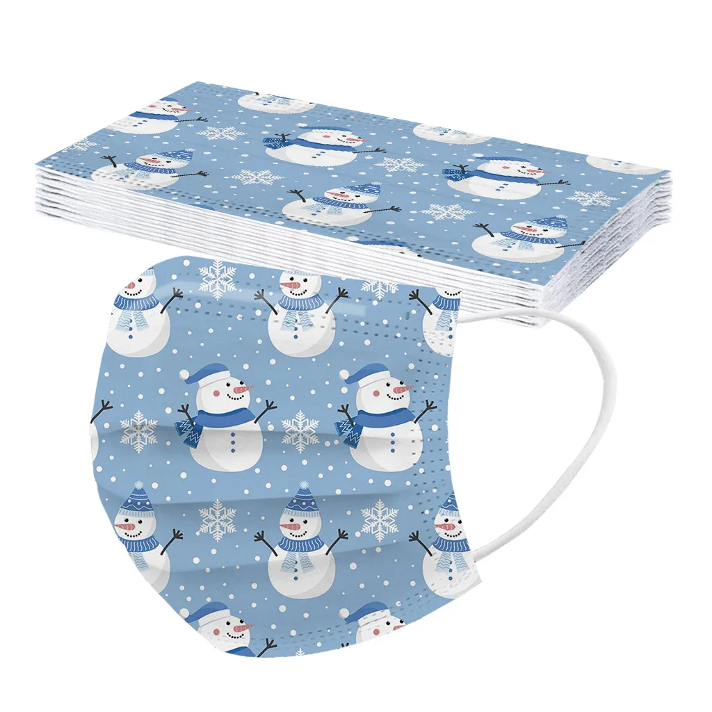 10 шт. Одноразовые Дышащие маски для лица с рождественским принтом | Дом и сад