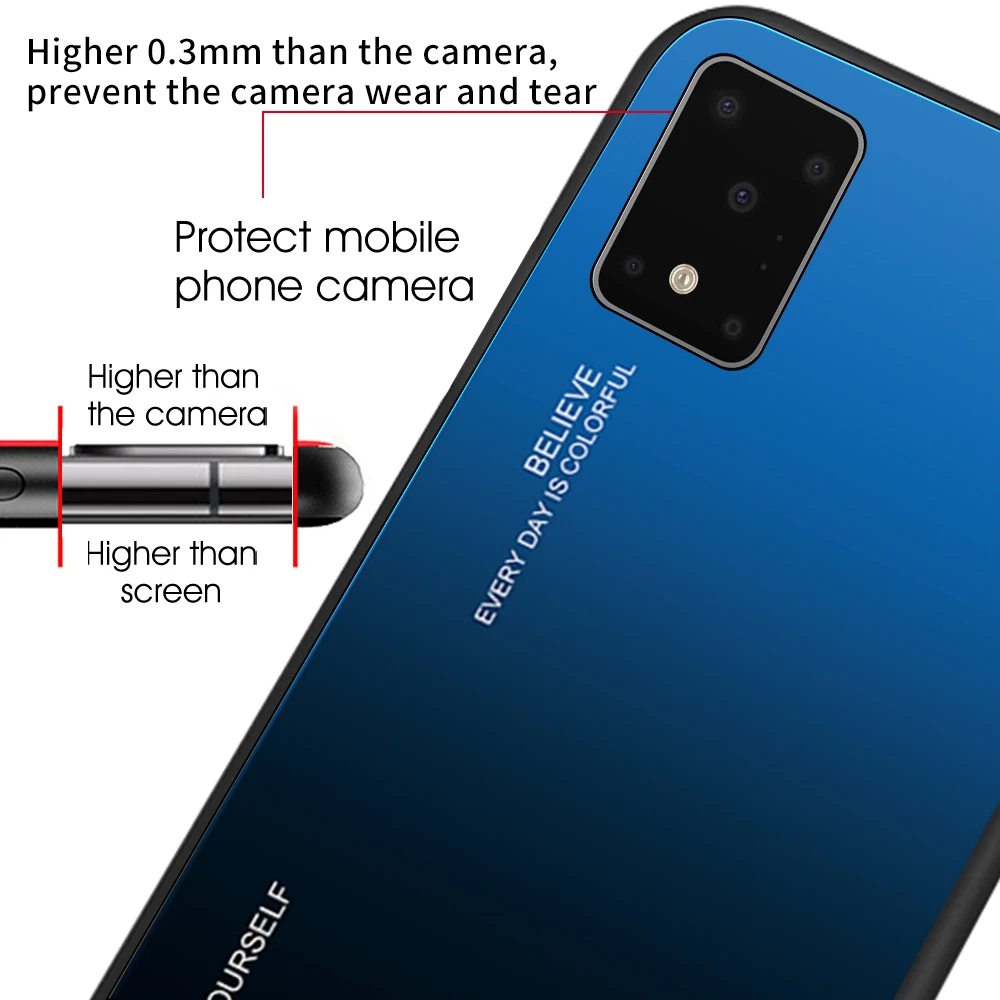 Tempered Glass Gradient Case For Samsung S8 S9 S10e S11 Soft TPU Back Cover Note 10 8 9 A50 A70 Celphone Coque | Мобильные телефоны