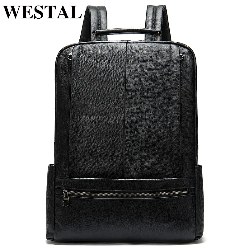 Рюкзак WESTAL из натуральной кожи для мужчин повседневный ранец ноутбука 15 дюймов