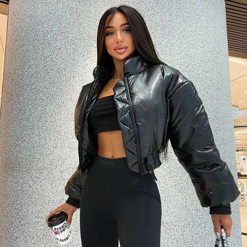 

Winter White Jacket Women Thick Warm Short Parkas Female Ladies Coat Outerwear Zipper Casual Parkas Bubble Puffer Coat