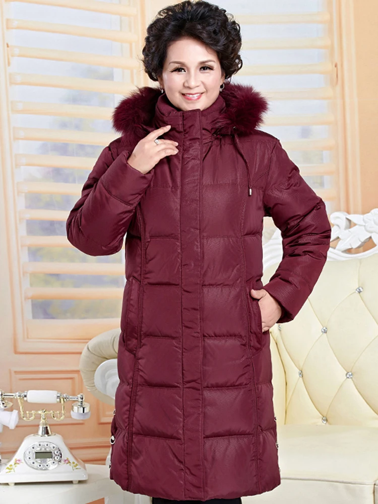 Женский пуховик с капюшоном зимняя утепленная куртка на утином пуху большие