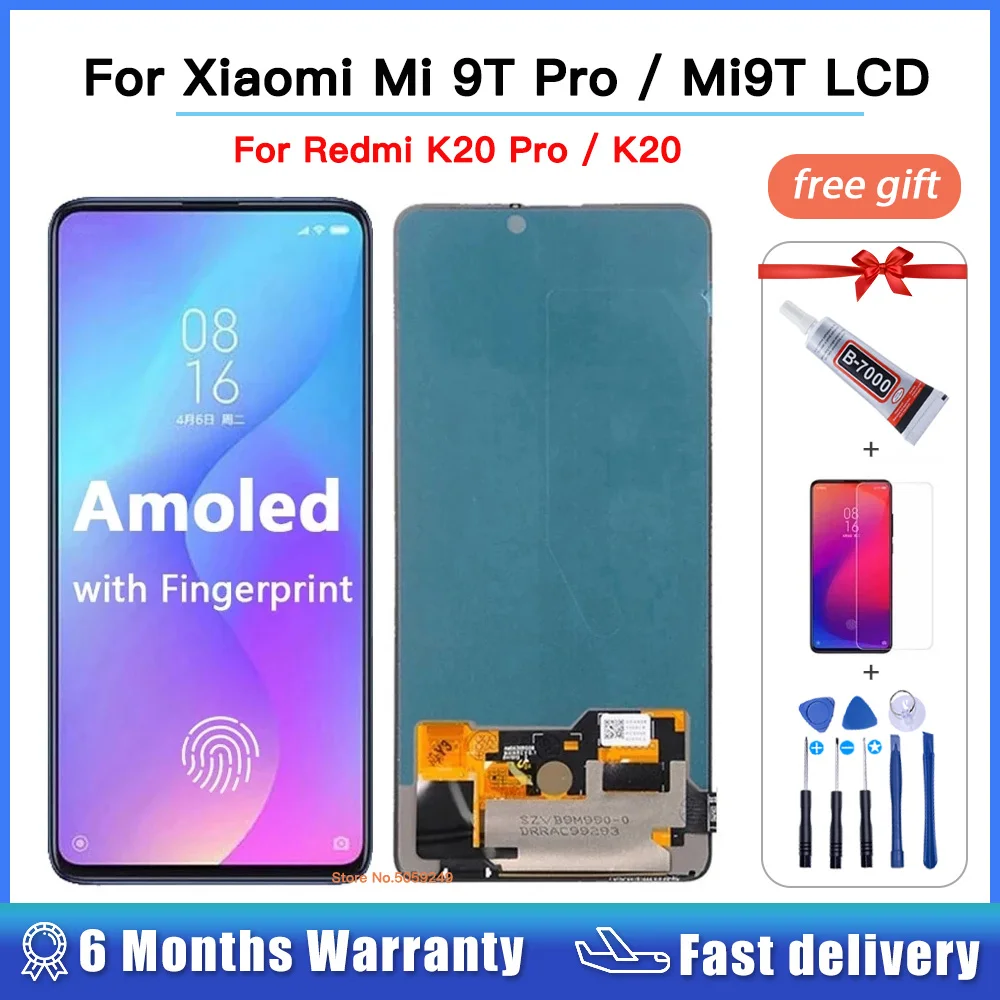 

6.39" Original AMOLED For Xiaomi Mi 9T Pro mi9t LCD for Redmi K20 Pro LCD Display Touch Screen digitizer M1903F10G M1903F11G