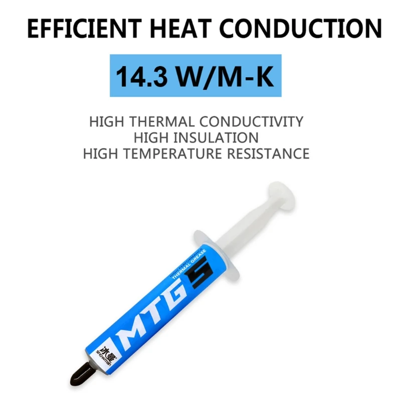 

SNOWMAN 5 / 10g Syringe MTG5 / MTG10 Thermal Grease Paste 14.3W /m-K for amd CPU Heatsink Fan Cooling VGA Compound ABCD