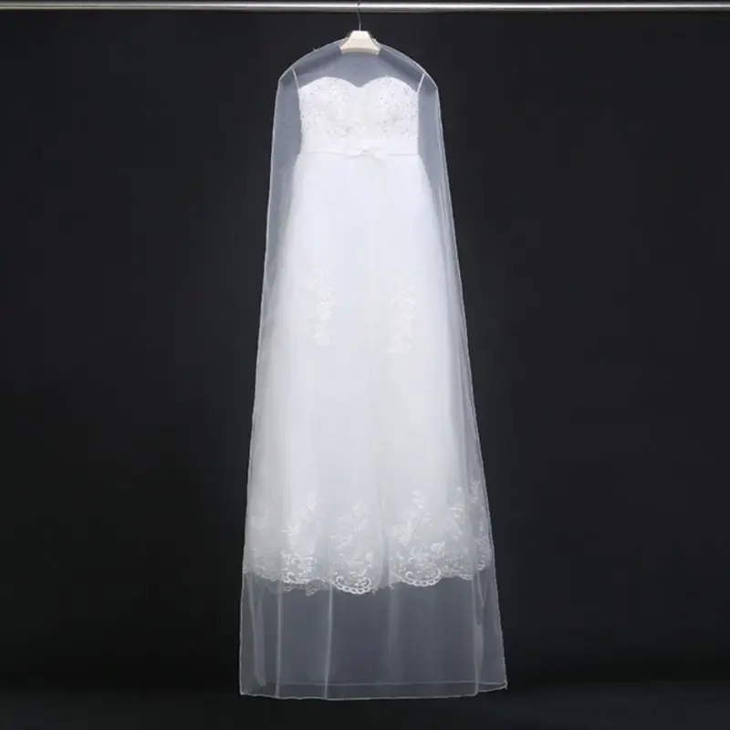 

160/180cm Extra Large Soft Cloth Wedding Dress Dustproof Cover Pullover Thin Bride Gown Storage Bag Transparent Foldable Clothes