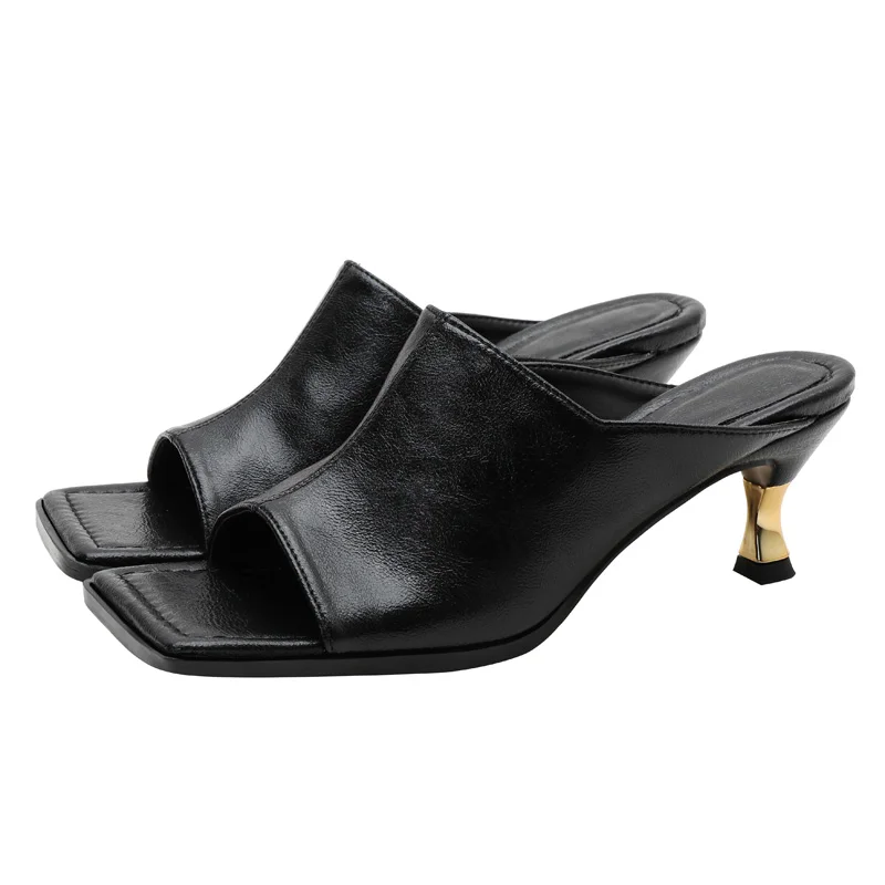 Туфли женские на высоком каблуке-шпильке модные сандалии с квадратным открытым