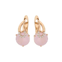 new trend earrings 2022 round pink wedding dangle earrings women cute flower party fashion jewelry beautiful natural zircon