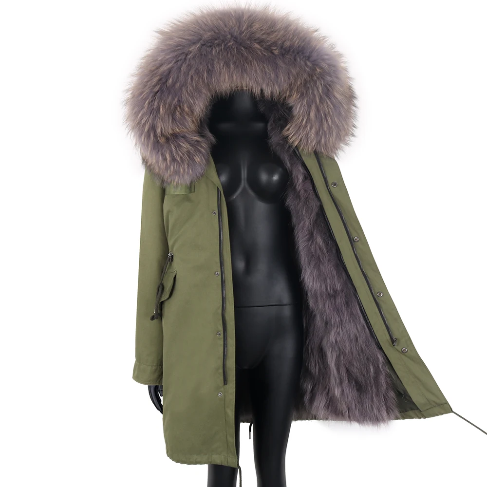 Women Winter Real Fur Coat Long Fur Jacket Waterproof Windproof Parka Real Fox Fur Hood Overcoat Warm Outerwear Fashion Designer