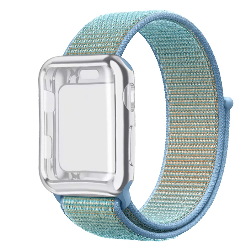 Спортивный ремешок+ чехол для Apple Watch 38 мм 42 мм 40 мм 44 мм iWatch 5 4 3 2 спортивный Браслет Apple watch 4 чехол Защита экрана - Цвет ремешка: Cornflower