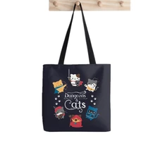 shopper dungeons and cats tote bag printed tote bag women harajuku shopper handbag girl shoulder shopping bag lady canvas bag