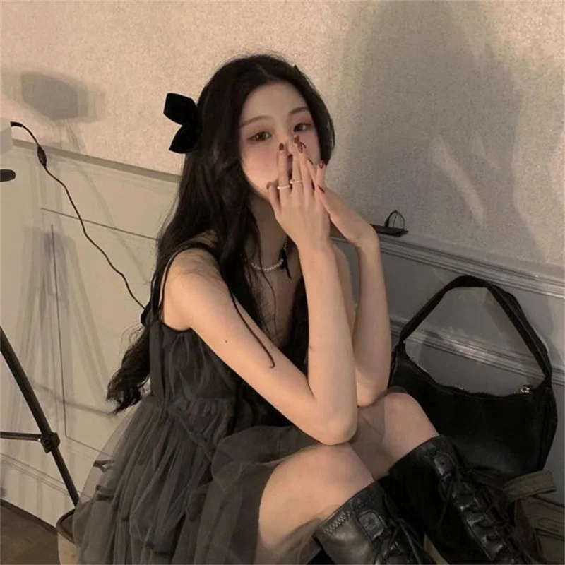 

2021 summer new butterfly strappy mesh French suspender skirt sexy new dress dress 2021 female summer dress design sense large