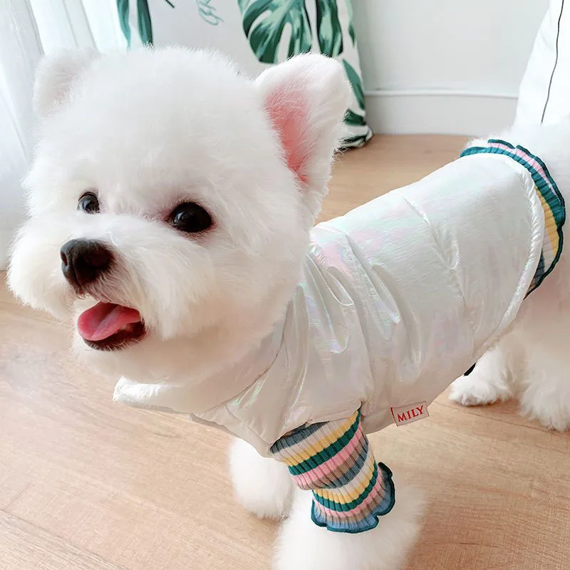 

Glossy Dog Clothes Winter Dog Vest Jacket For Small Medium Dogs Chiwawa Bichon White Pink Puppy Down Parkas Coat Pet Outfits XXL