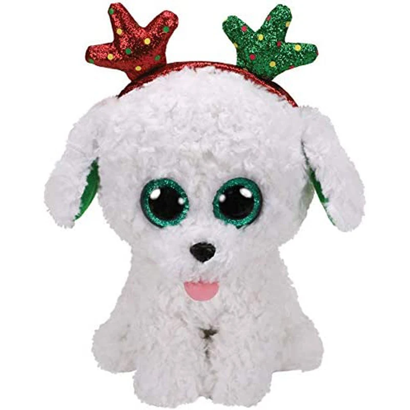 

Ty Cute Animals Small Size Sugar the Santa Dog Plush Toy Doll Christmas Gift 15cm