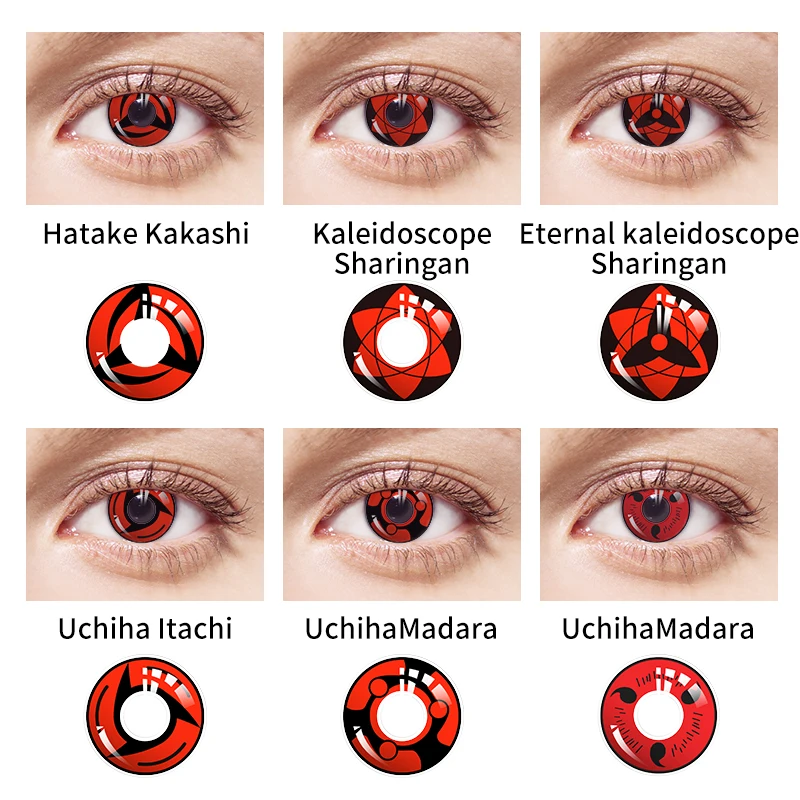 nideyanj 2pcs pair sharingan contact lenses cosplay red lens eyes sharingan colored contacted lenses for eyes free global shipping