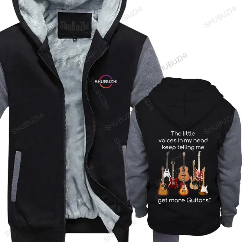 

Mens fleece hoody funny Guitar hooded zipper Get More Guitars Fashion sweatshirt winter top gift Male warm coat thick hoodie