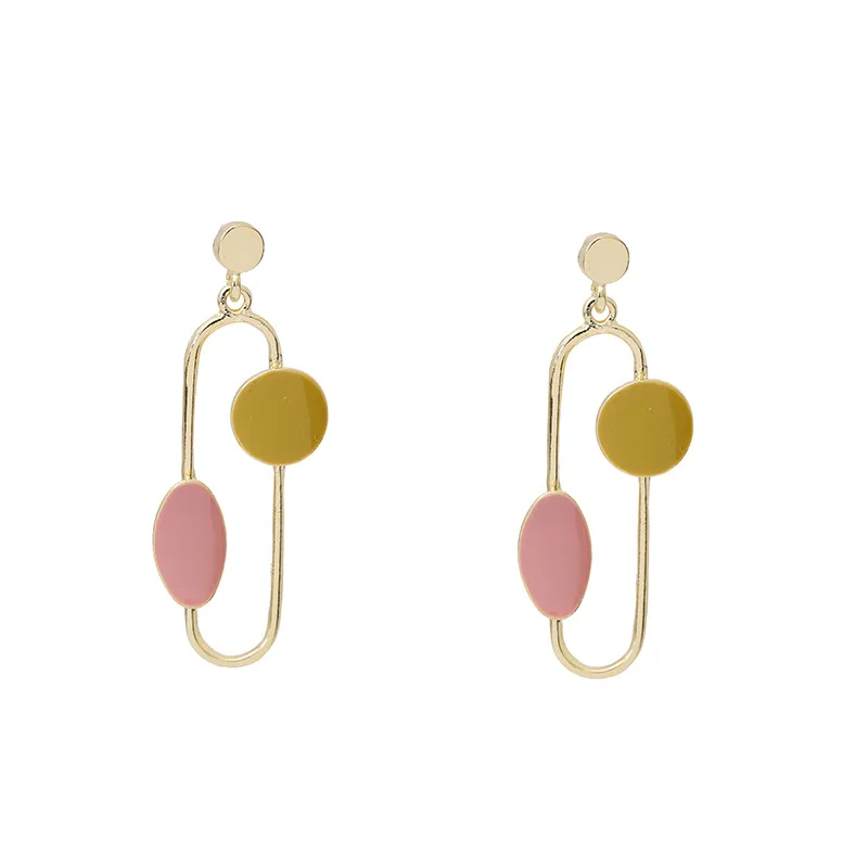 

Classic Design Long Morandi Geometric Earrings for Women Girls Wholesale Temperament Colorful Circle Earring Party Jewelry