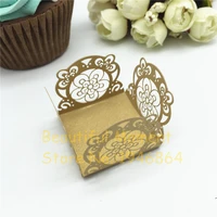 60pcs laser flower cupcake wrappers wedding decoration birthday party favors supplies chocolate candy box bar cake baby shower