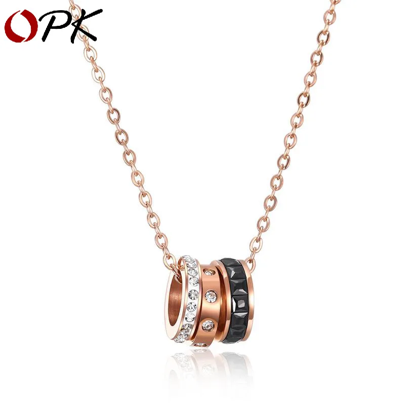 

Rose Plated Gold Three Piece Combination Clavicle Chain Titanium Steel Women's Diamond Temperament Necklace Simple Student Acces